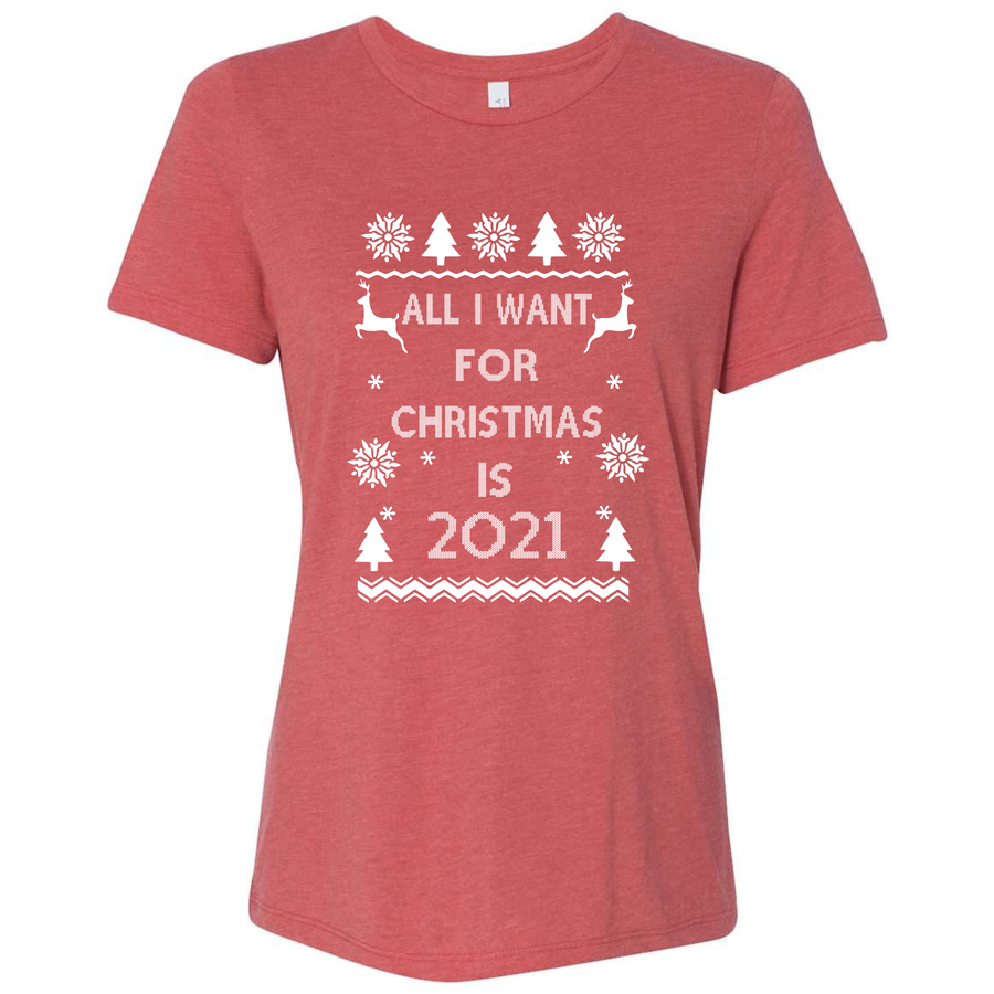 Women's Triblend All I Want For Christmas Is 2021 T-Shirt