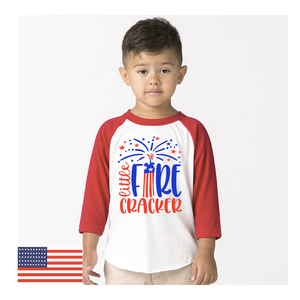 Toddler Little Firecracker 3/4 Sleeve Baseball Tee