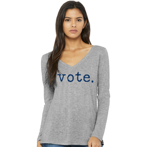 Women's V-Neck Vote Long Sleeve Shirt