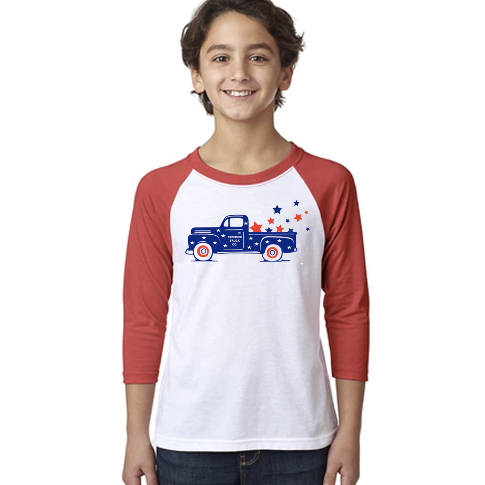 Youth Freedom Truck 3/4 Sleeve Baseball Tee