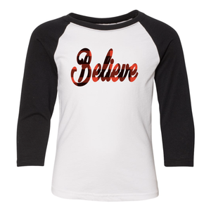 Believe 3/4 Sleeve Baseball Tee (Toddler and Youth)