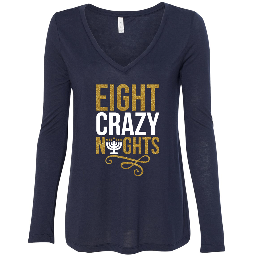 Women's Eight Crazy Night's V-Neck Long Sleeve Shirt
