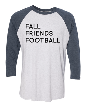 Triblend Women's Fall, Friends, Football 3/4 Sleeve Raglan