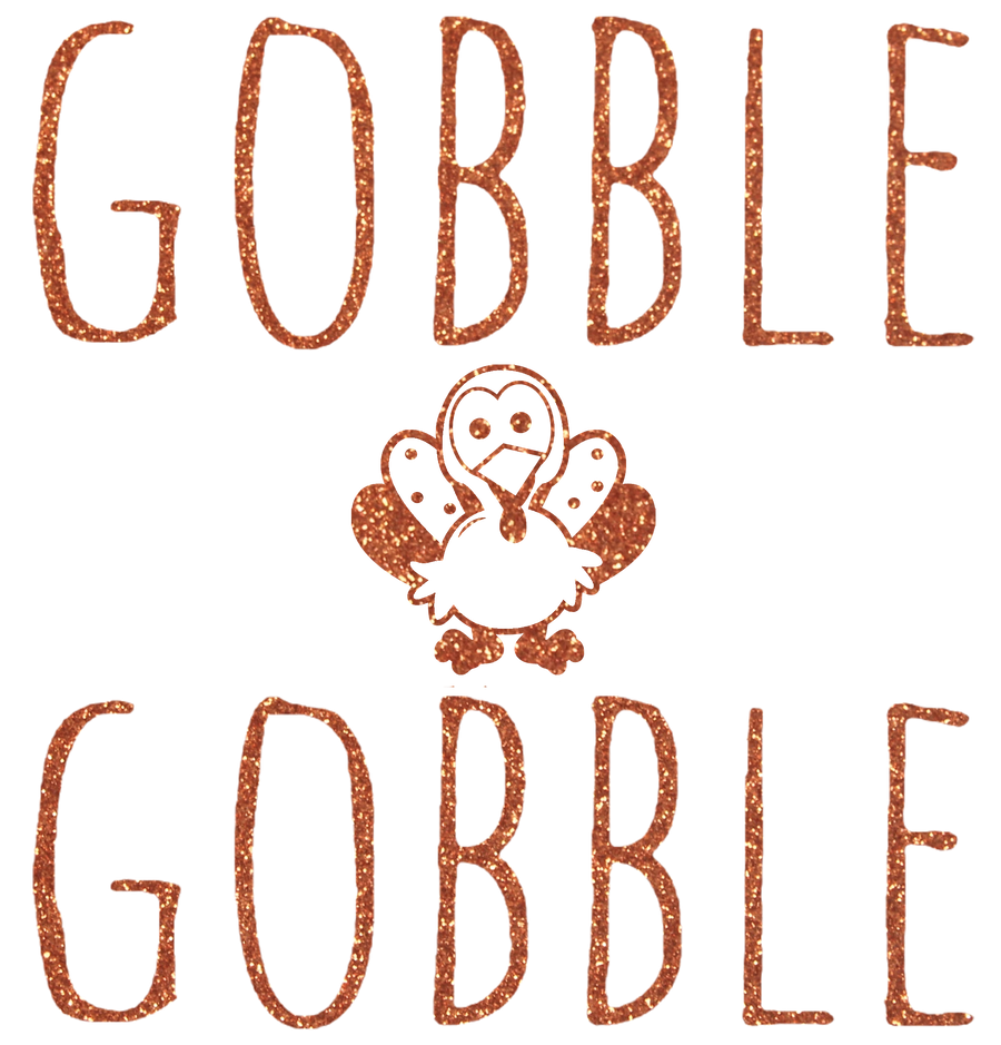 Infant, Toddler, and Youth Gobble Gobble Glitter Turkey 3/4 Sleeve Baseball Tee