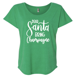 Triblend Women's Dear Santa Bring Champagne Dolman