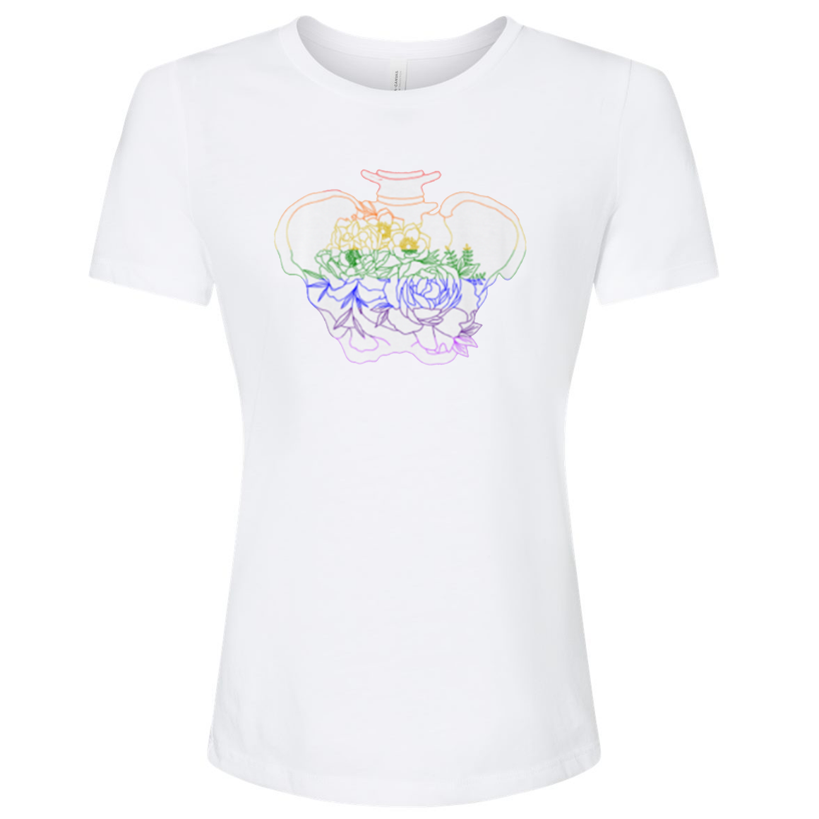Women's Relaxed Fit Pelvic Pride Short Sleeve Rainbow Shirt