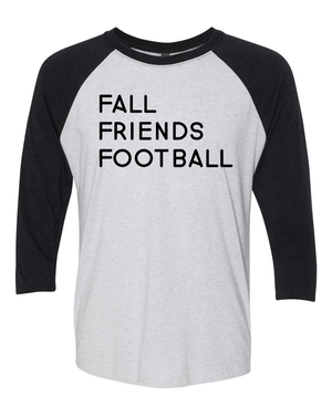 Triblend Women's Fall, Friends, Football 3/4 Sleeve Raglan