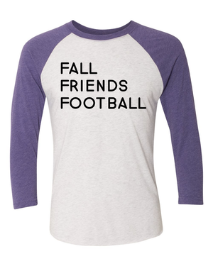 Triblend Women's Fall, Friends, Football 3/4 Sleeve Raglan