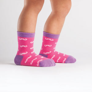 Toddler Pink Mustache Crew Socks