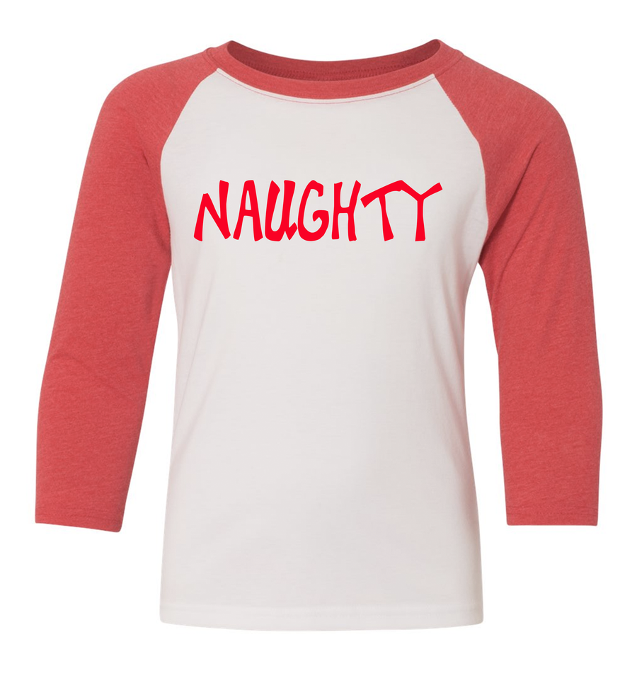 Naughty and Nice 3/4 Sleeve Baseball Tee (Toddler and Youth)