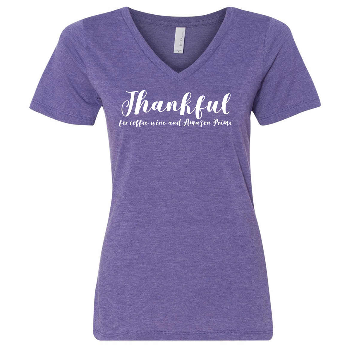Triblend Thankful for Coffee, Wine, and Amazon Prime Women's T-Shirt