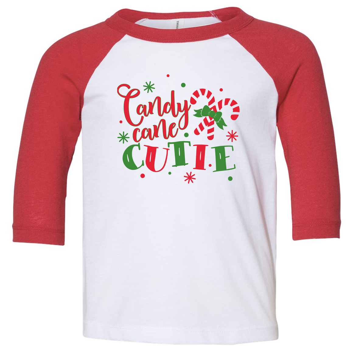 Candy Cane Cutie 3/4 Sleeve Baseball Tee (Toddler and Youth)