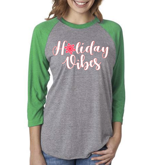Triblend Women's Holiday Vibes 3/4 Sleeve Raglan