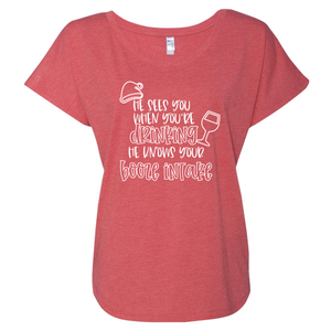 Triblend Women's He Sees You When Your Drinking Dolman