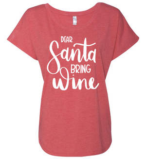 Triblend Women's Dear Santa Bring Wine Dolman