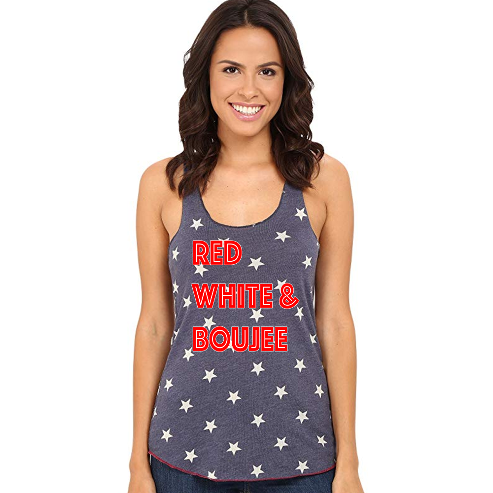 Women's Red, White, and Boujee Star Tank Top