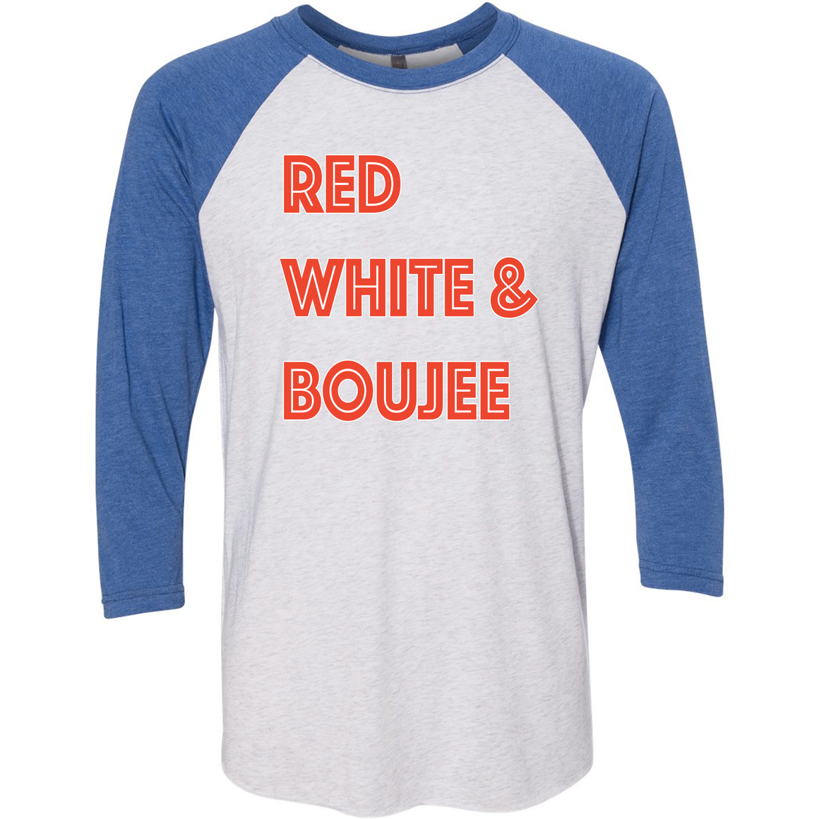 Triblend Red, White, and Boujee Unisex 3/4 Sleeve Baseball Tee