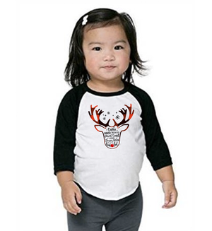 Reindeer Names 3/4 Sleeve Baseball Tee (Toddler and Youth)