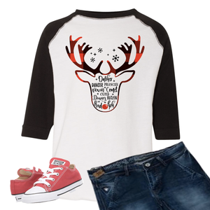 Reindeer Names 3/4 Sleeve Baseball Tee (Toddler and Youth)