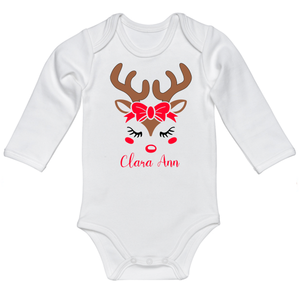 Infant Girl Reindeer Long Sleeve Onesie