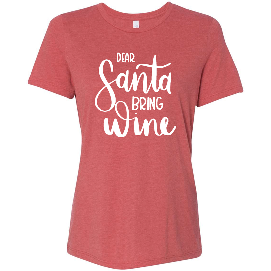 Triblend Women's Dear Santa Bring Wine T-shirt