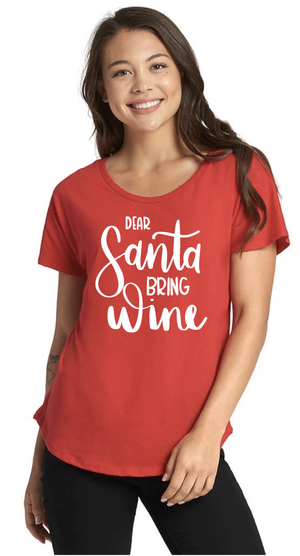 Triblend Women's Dear Santa Bring Wine Dolman