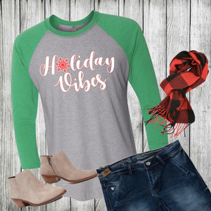 Triblend Women's Holiday Vibes 3/4 Sleeve Raglan