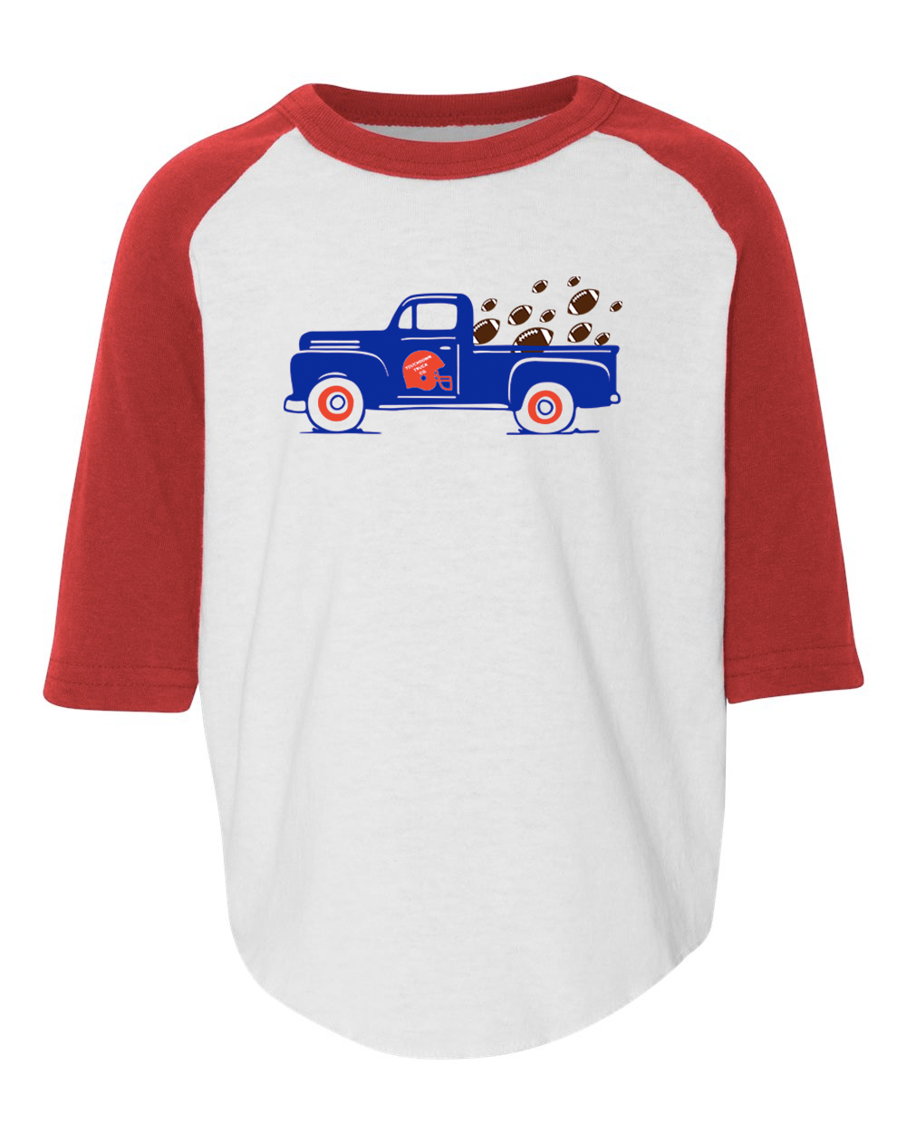 Toddler Football Truck 3/4 Sleeve Baseball Tee