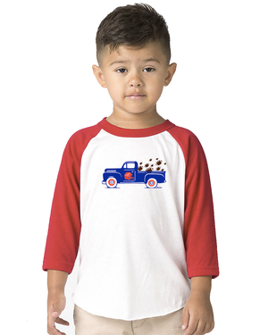 Toddler Football Truck 3/4 Sleeve Baseball Tee