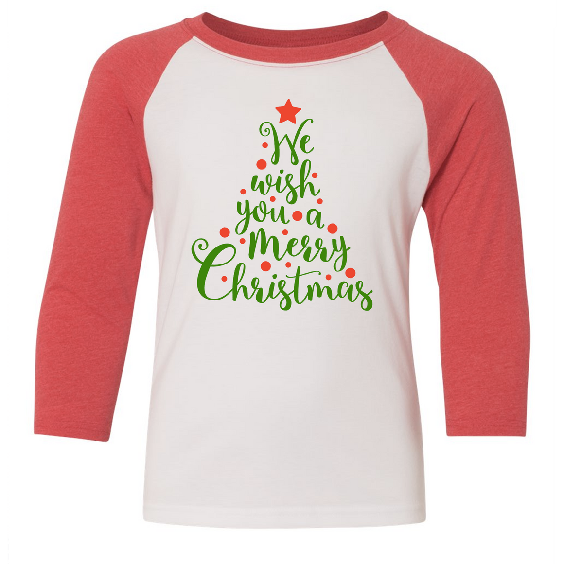 We Wish You a Merry Christmas 3/4 Sleeve Baseball Tee (Toddler and Youth)