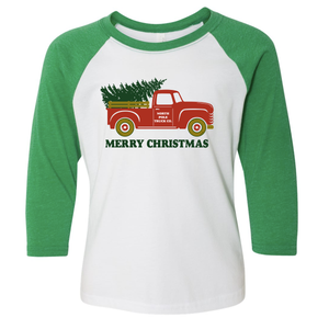North Pole Truck 3/4 Sleeve Baseball Tee (Toddler and Youth)