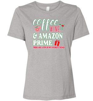 Triblend Women's Coffee, Wine, and Amazon Prime Crew Neck T-Shirt