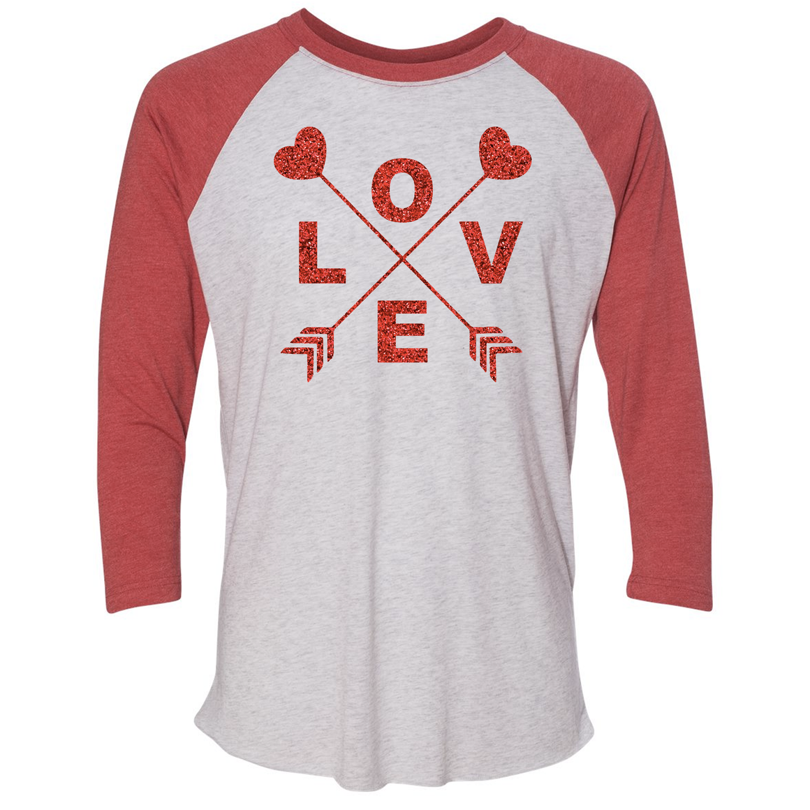 Women's Glitter Love 3/4 Sleeve Raglan