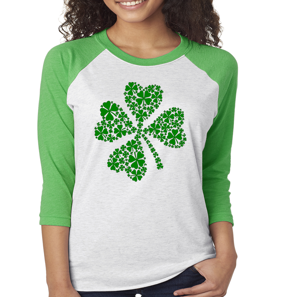 Women's Triblend Green Shamrock Raglan