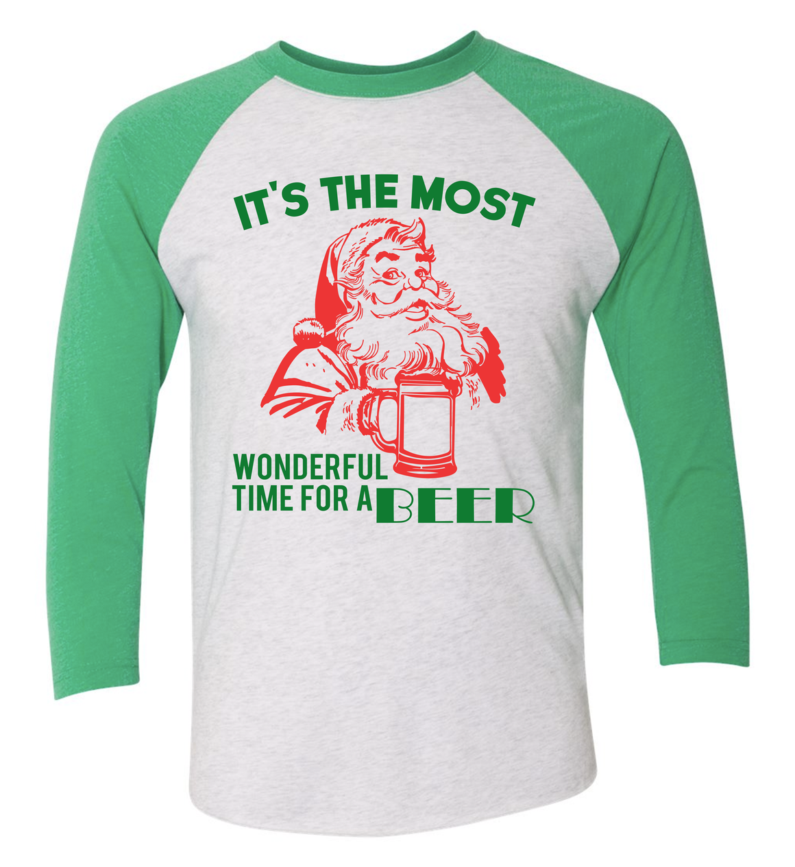 Triblend Unisex It's The Most Wonderful Time For Beer 3/4 Sleeve Raglan