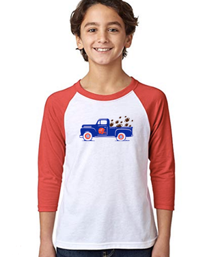 Youth Football Truck 3/4 Sleeve Baseball Tee
